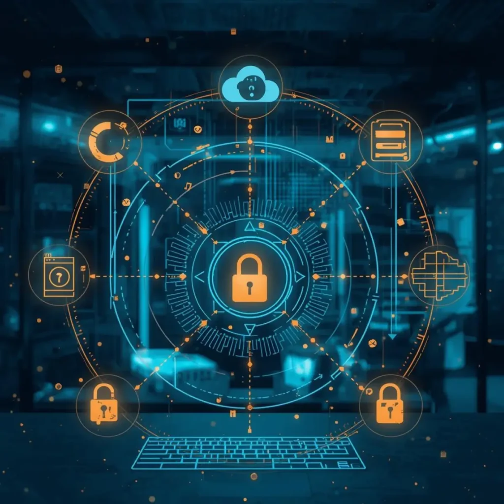 Ilustração representando segurança digital e proteção de dados